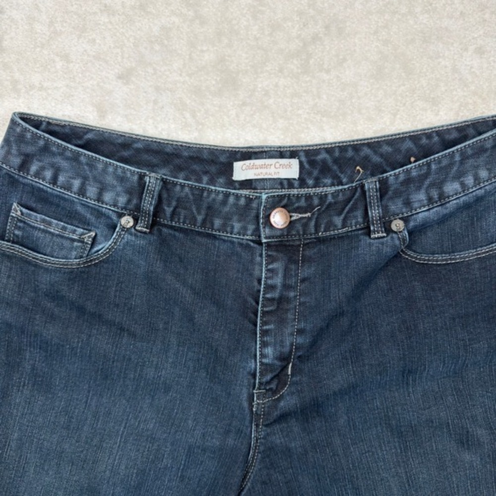 VTG Coldwater Creek Shorts Womens 12 Natural Fit Board Jeans Stretch Dark Wash - Picture 2 of 11